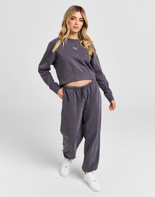 Washed Crop Crew Sweatshirt