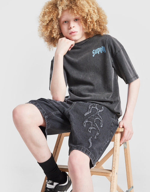 Flame Denim Shorts Junior's