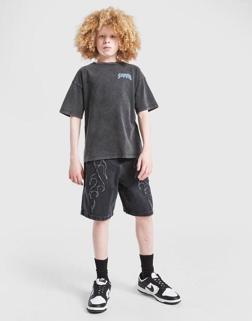 Flame Denim Shorts Junior's