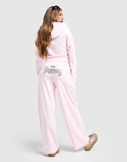 Angel Velour Diamante Wide Joggers