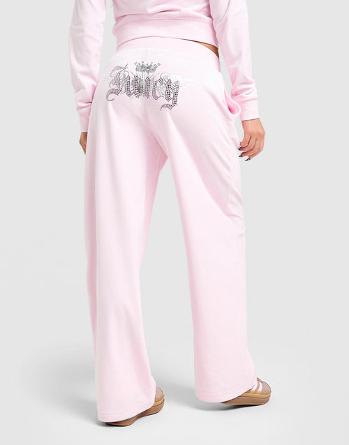 Angel Velour Diamante Wide Joggers