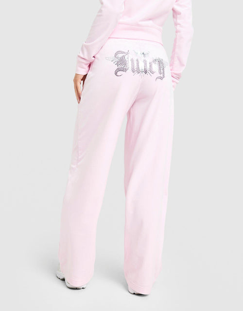 Angel Velour Diamante Wide Joggers