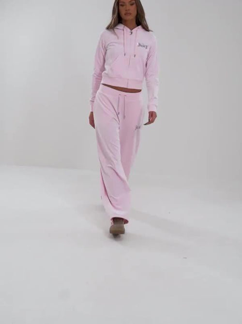 Angel Velour Diamante Wide Joggers