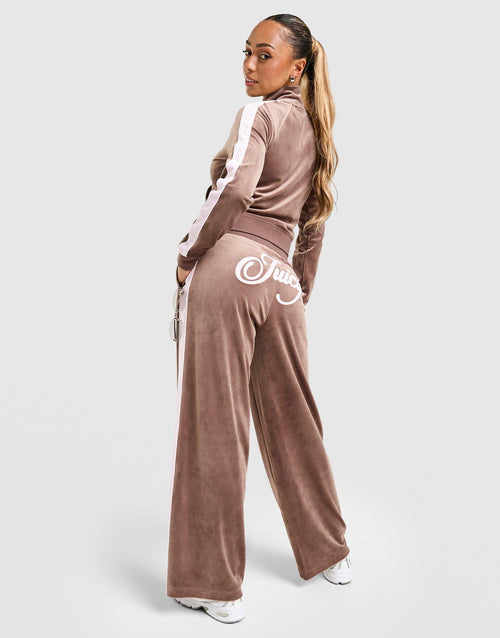 Script Velour Wide Track Pants