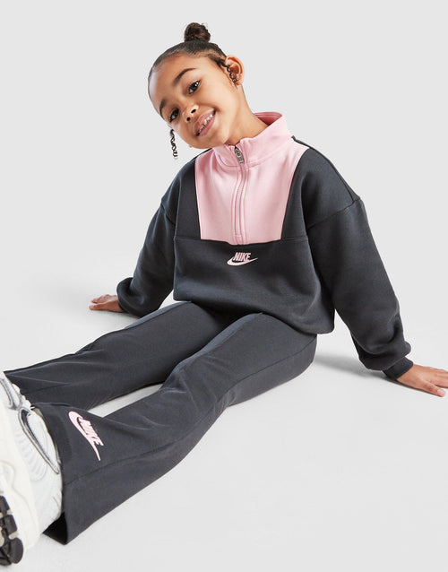 Girls' 1/4 Zip Colour Block Tracksuit Children
