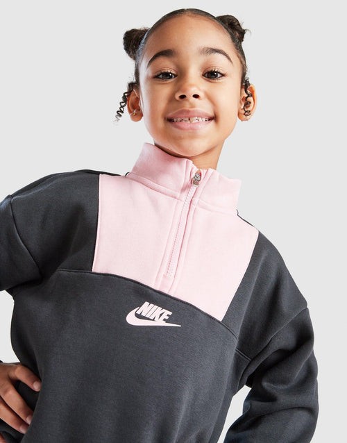 Girls' 1/4 Zip Colour Block Tracksuit Children