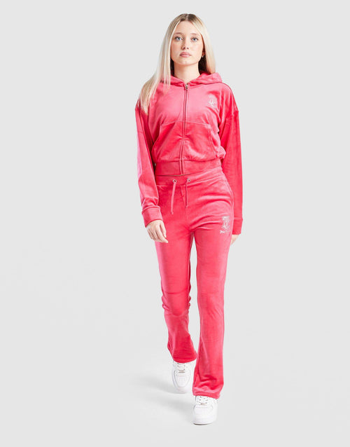 Girls' Velour Glitter Full Zip Tracksuit Children