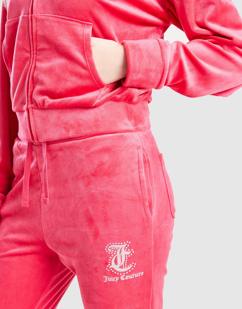 Girls' Velour Glitter Full Zip Tracksuit Children