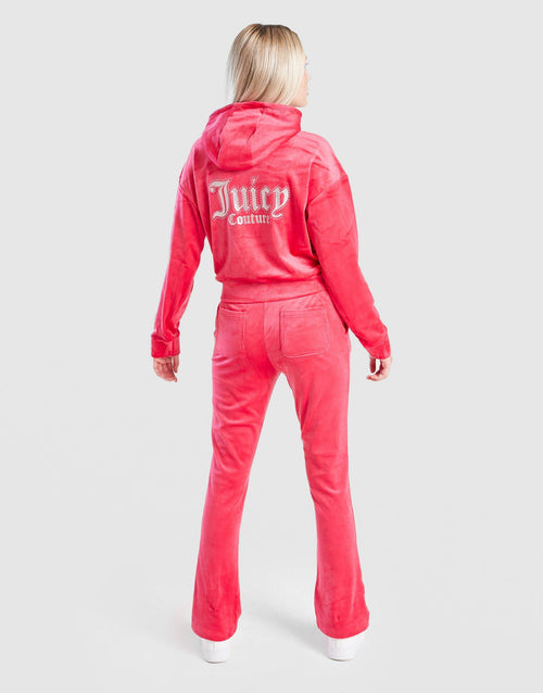 Girls' Velour Glitter Full Zip Tracksuit Children