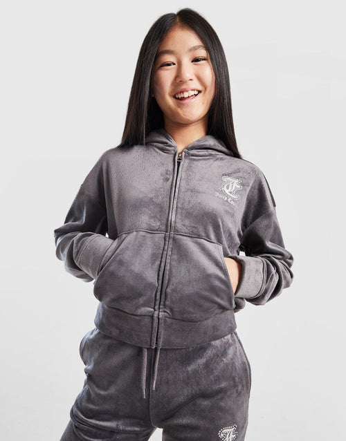 Girls' Velour Glitter Full Zip Tracksuit Children