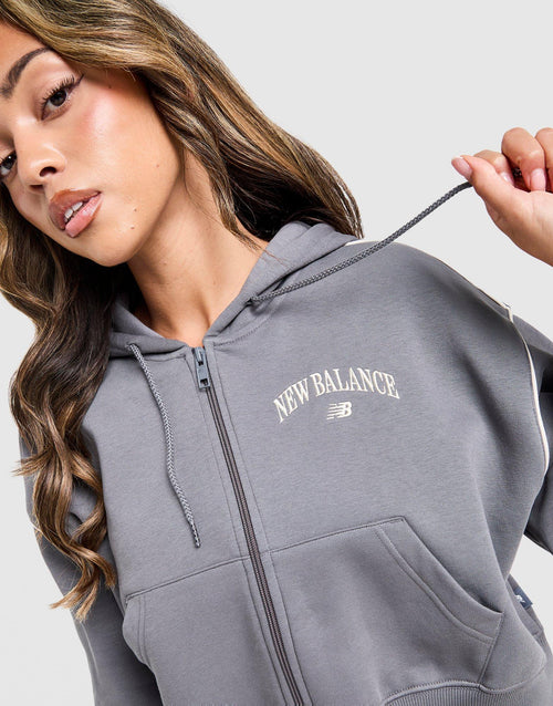 Varsity Crop Full Zip Hoodie