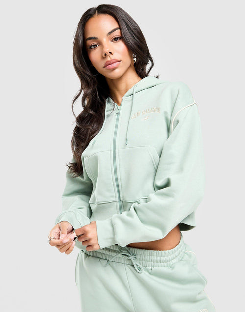 Varsity Crop Full Zip Hoodie