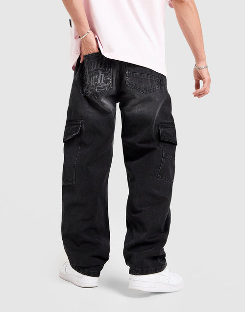 Script Cargo Denim Jeans