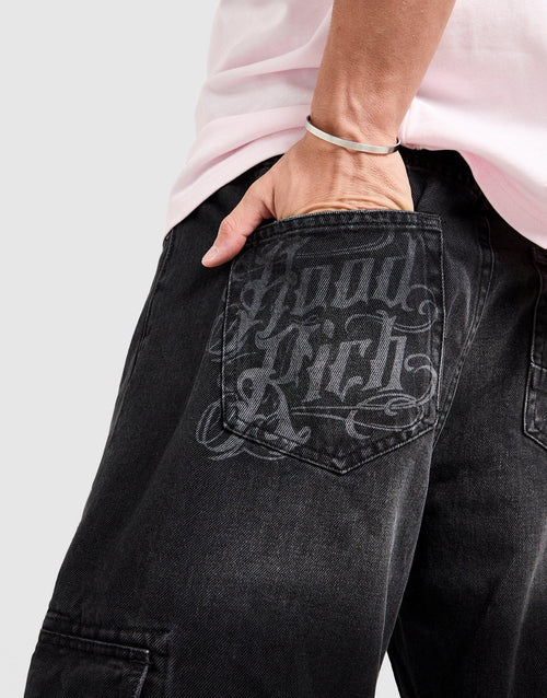 Script Cargo Denim Jeans