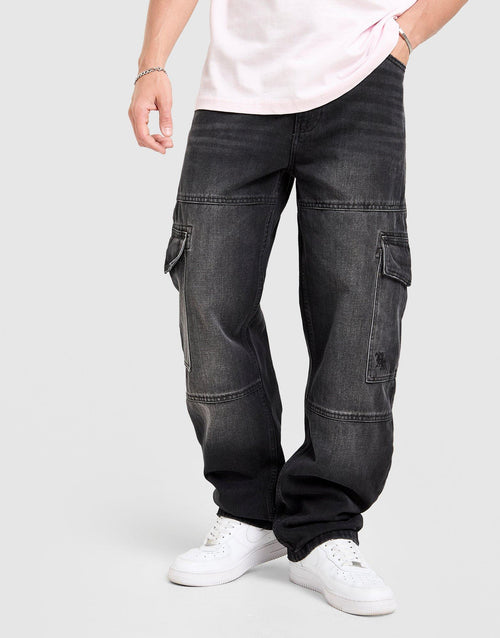Script Cargo Denim Jeans