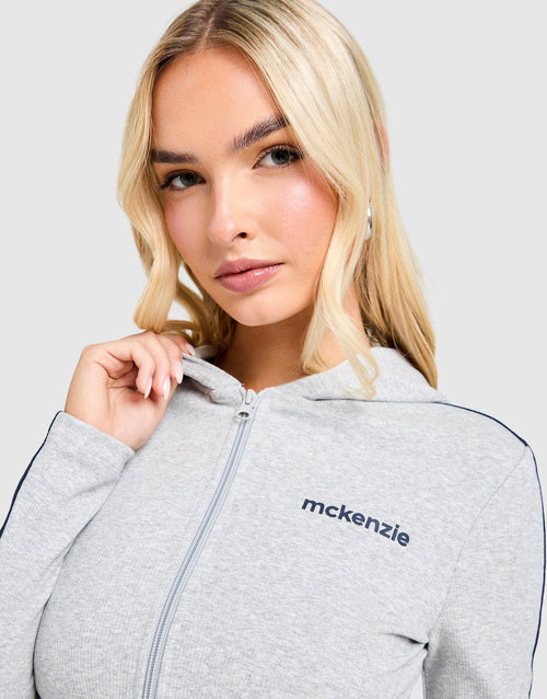 Slim Ribbed Full Zip Hoodie