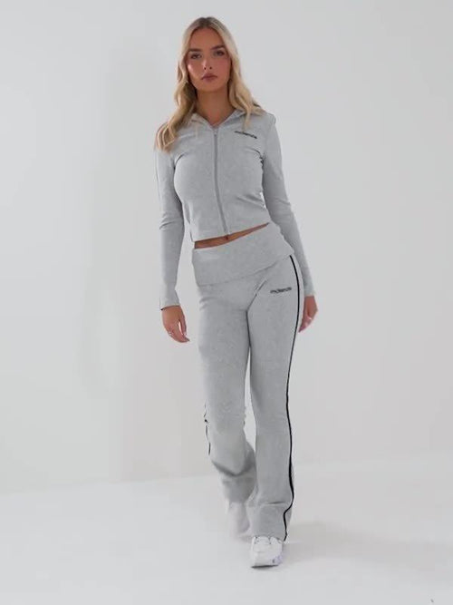 Slim Ribbed Full Zip Hoodie