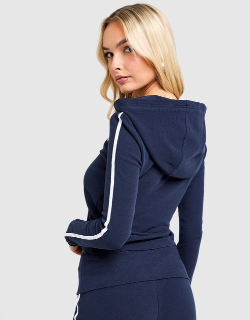 Slim Ribbed Full Zip Hoodie