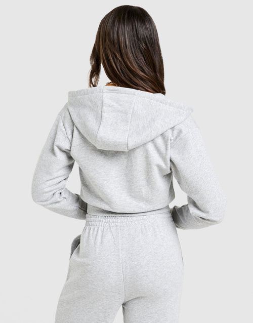 French Terry Crop Full Zip Hoodie