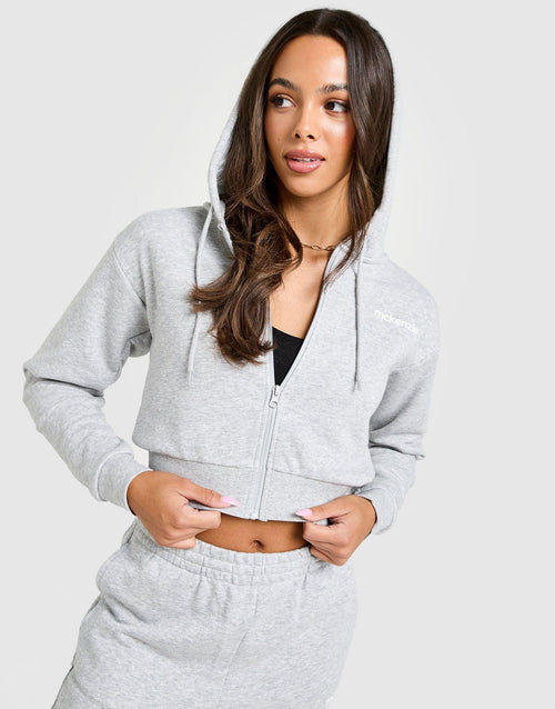 French Terry Crop Full Zip Hoodie