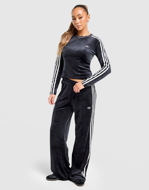 Velour 3-Stripes Long Sleeve T-Shirt