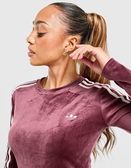 Velour 3-Stripes Long Sleeve T-Shirt