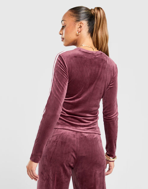 Velour 3-Stripes Long Sleeve T-Shirt