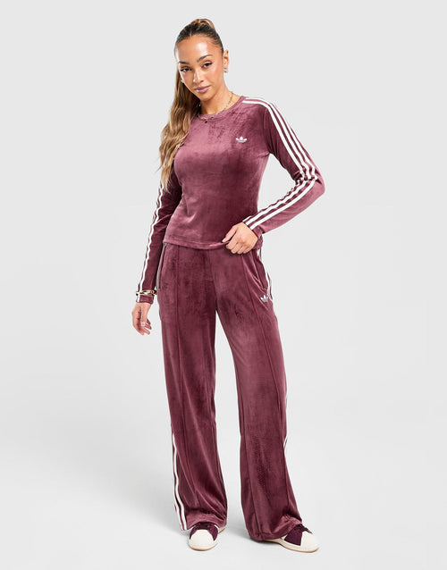 Velour 3-Stripes Long Sleeve T-Shirt
