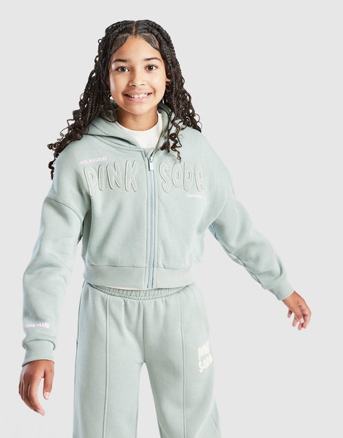 Sage Crop Full Zip Hoodie Junior's