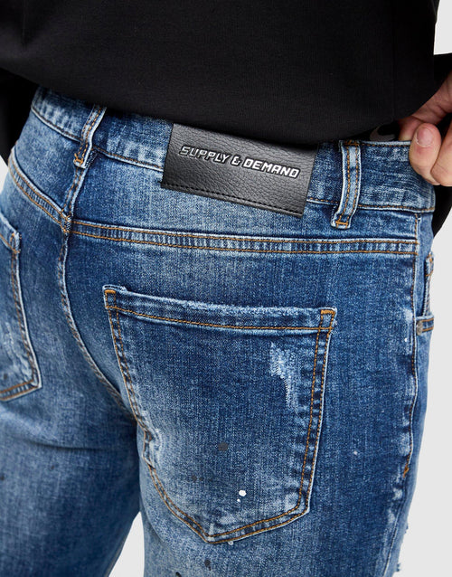 Rhinestone Slim Ripped Jeans