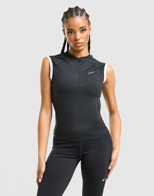 Graphic Swoosh Fitted 1/4 Zip Sleeveless Top