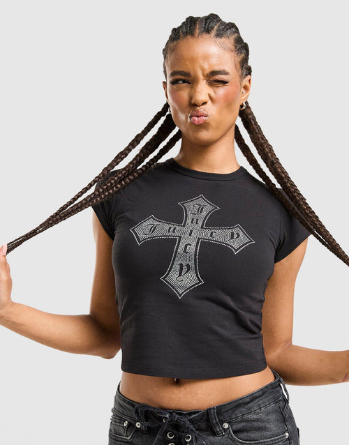 Cross Diamante Baby T-Shirt