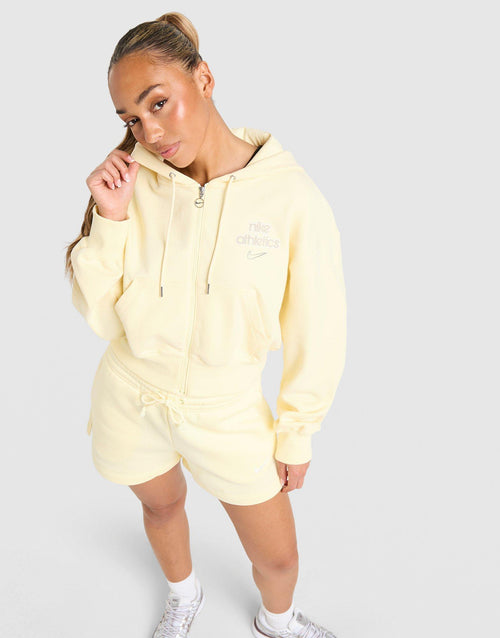 Graphic Swoosh Crop Full Zip Hoodie