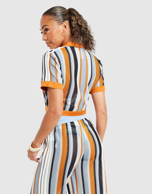 Summer Glow Striped Cropped Polo
