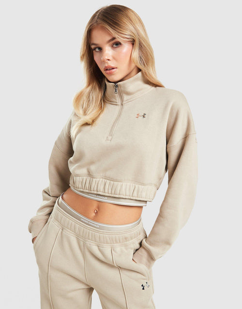 Wordmark 1/4 Zip Cropped Sweatshirt