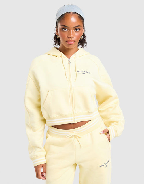 Cropped Ribbed Full Zip Hoodie