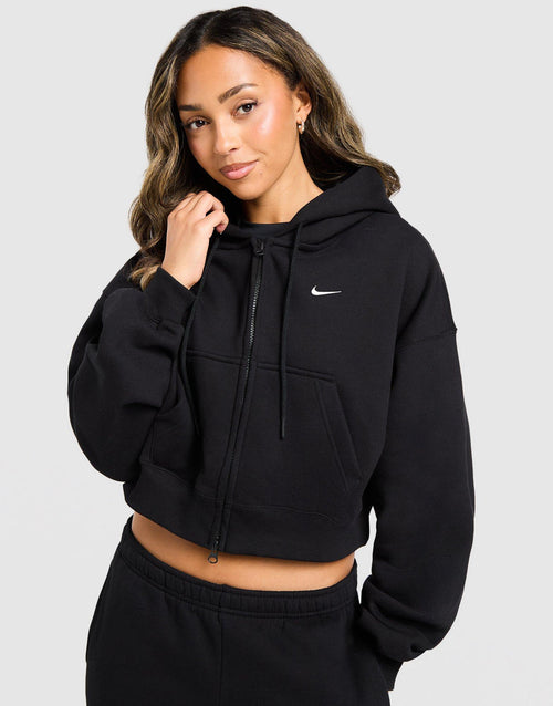 Studio Fleece Cropped Full Zip Hoodie