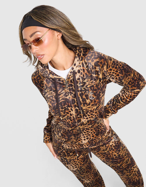 Diamante Leopard Full Zip Hoodie