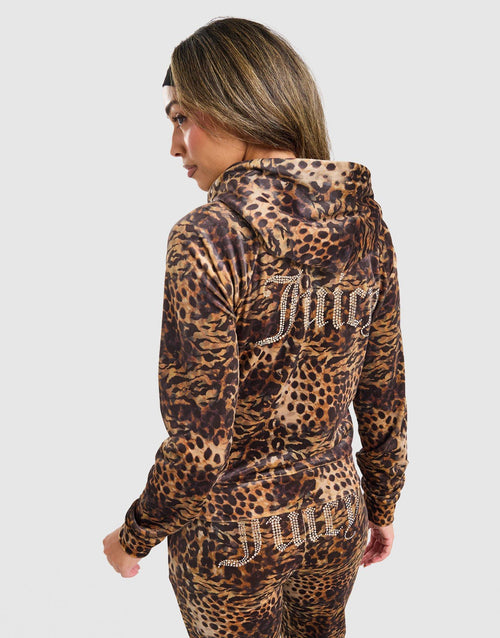Diamante Leopard Full Zip Hoodie