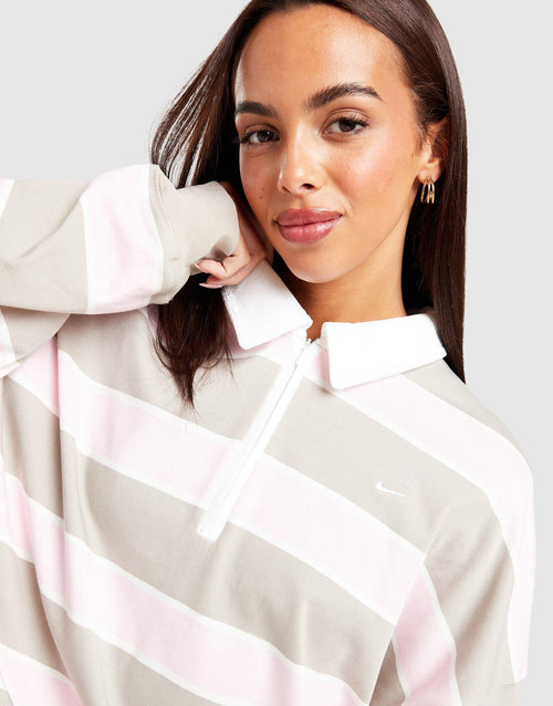 Cropped Stripe Rugby Polo Shirt