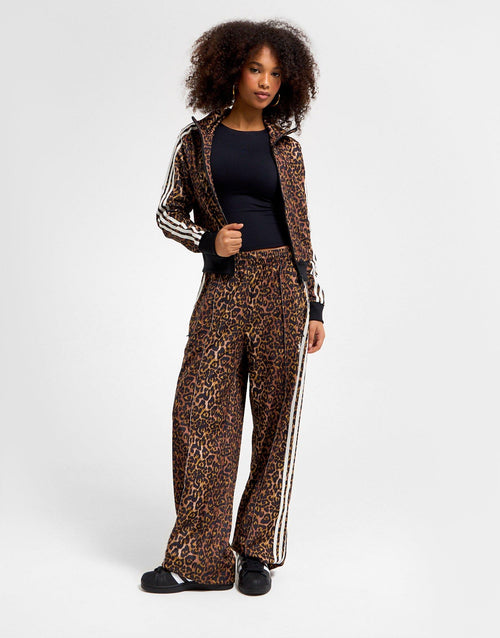 All Over Leopard Print Oversized Track Pants