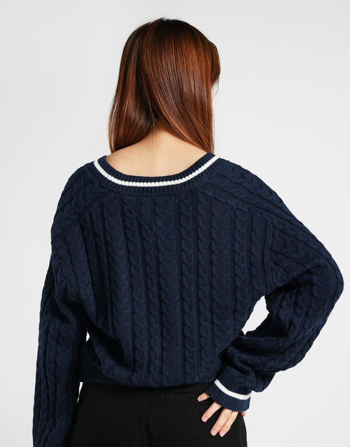 Cable V-Neck Sweater