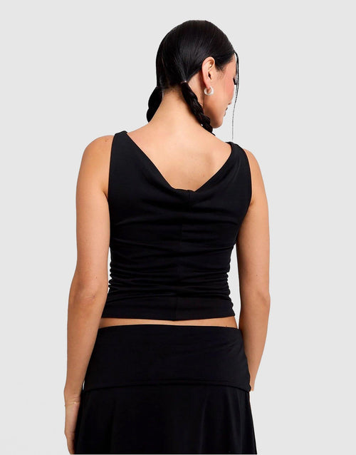 Sleeveless Drape Front Top