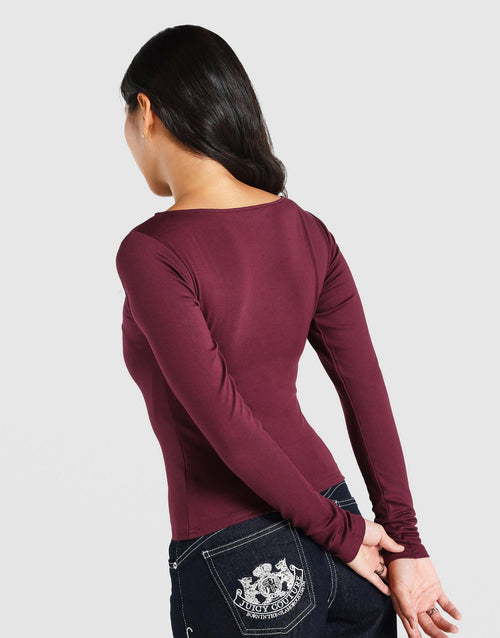 Mia Button Neck Long Sleeve T-Shirt