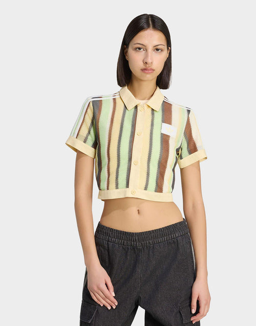 Crochet Crop Polo Shirt