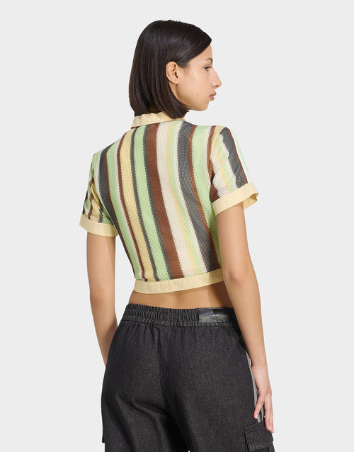Crochet Crop Polo Shirt