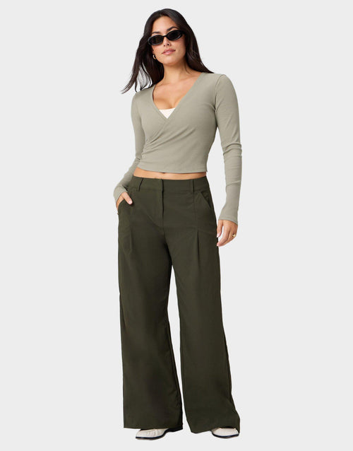 Modal Rib V-Neck Long-Sleeve Top