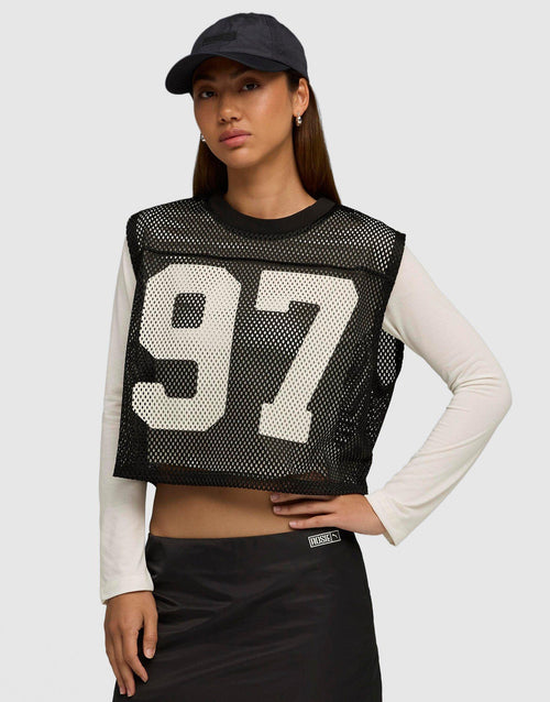 x ROSÉ Relaxed Mesh Top