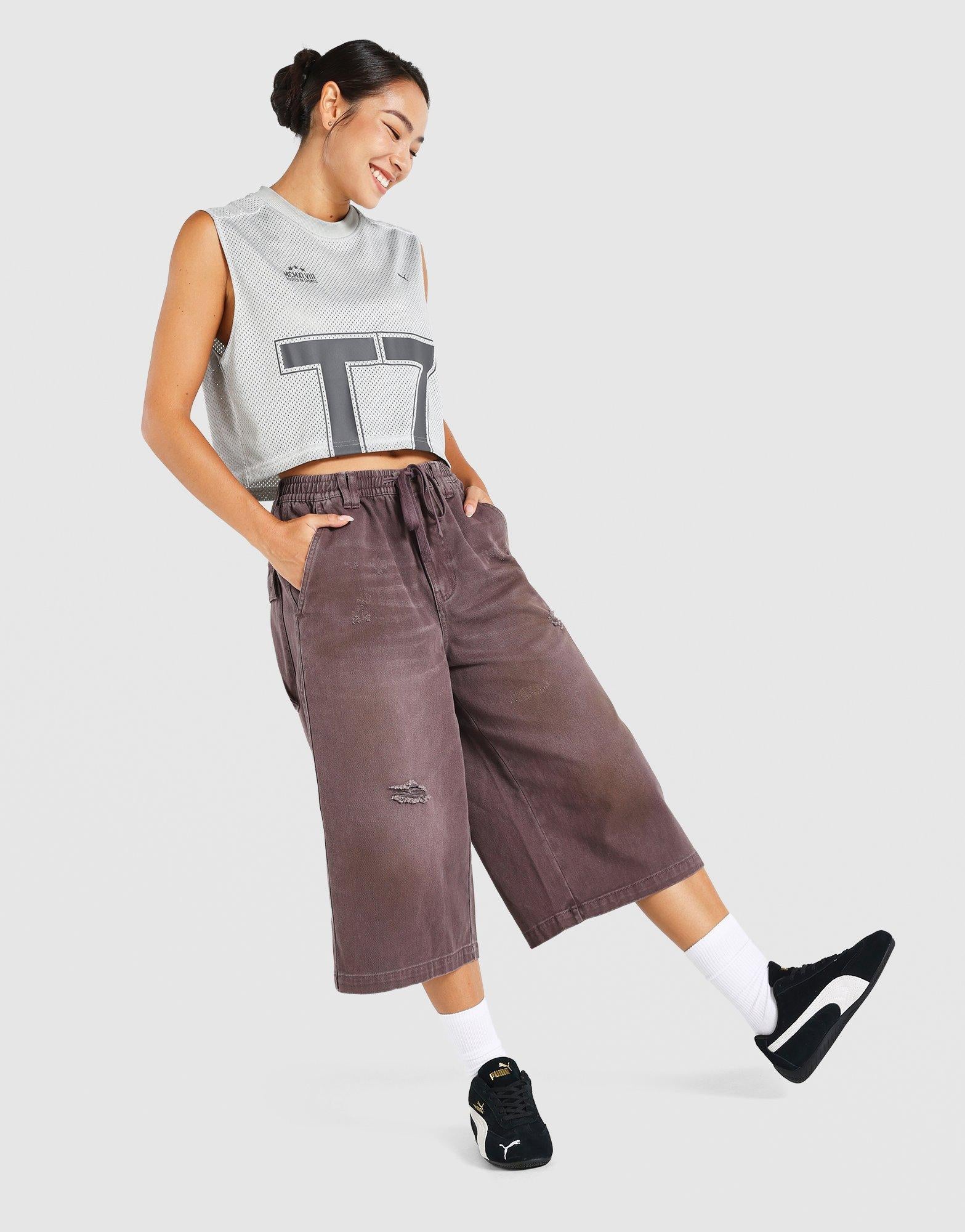 Dusky ROSÉ Distressed Bermuda Pants