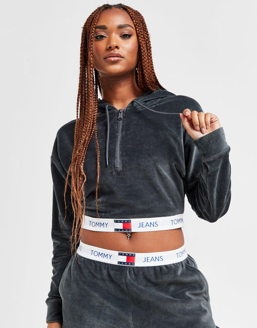 Velour Crop Hoodie